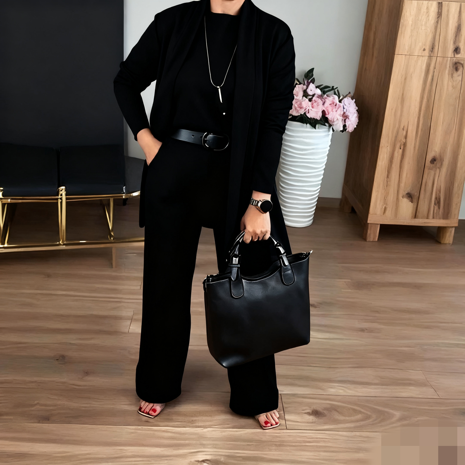 Felicia | Elegant tredelad set med lång kofta