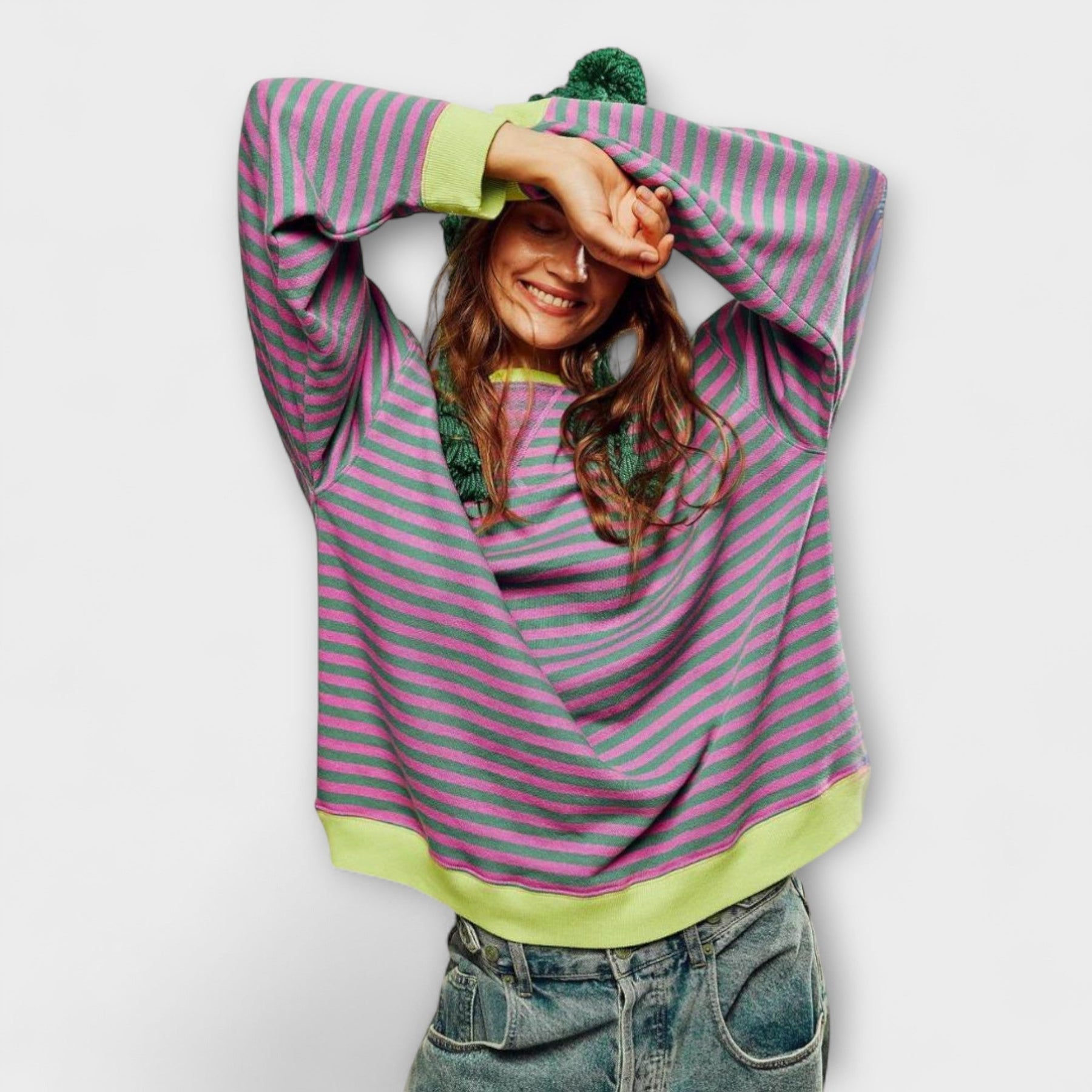 Sanna | Randig oversized stickad tröja